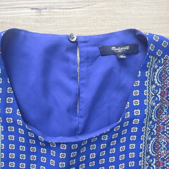 Madewell Ascot Blue Grid Pattern Silk Mini Dress Women Sz M - Picture 4 of 11